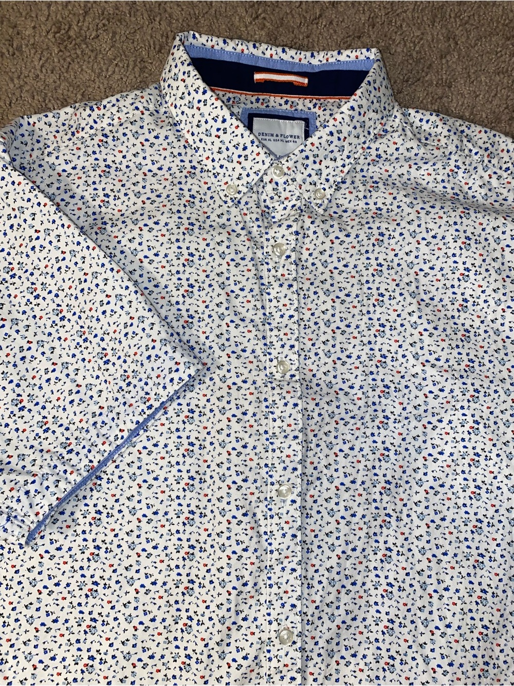 Denim Flower Ricky Singh Work Dress Summer Beach White Button Up Down Size XL